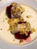Gnocchi de pan con erbette rosse e formaggio