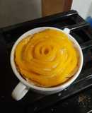 Tarta de crema pastelera, mango y miel