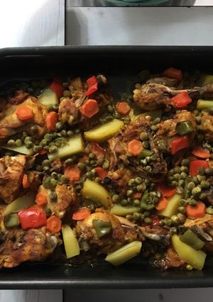 عکسی از دستور خوراک مرغ و سبزیجات