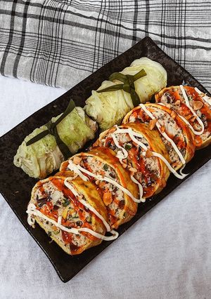Hình của món Trứng cuộn ức gà hấp healthy.