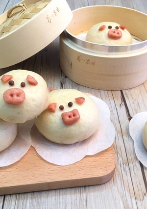 年菜甜點!【q彈小豬饅頭】 的食譜成品照片