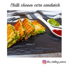 A picture of Chilli cheese corn sandwich.