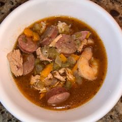 A picture of Gumbo: Shrimp, Chicken and Andouille Sausage.
