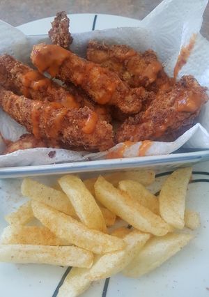 A picture of Mochachoes Chicken strips.