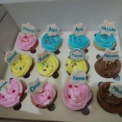 A picture of Different flavor cupcakes.