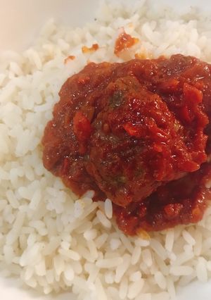 A picture of Pepper stew and rice.