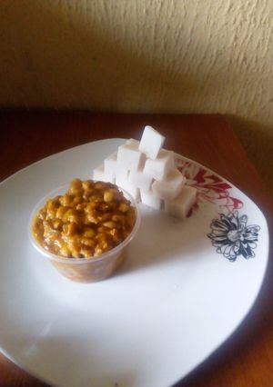 A picture of Beans and Agidi.