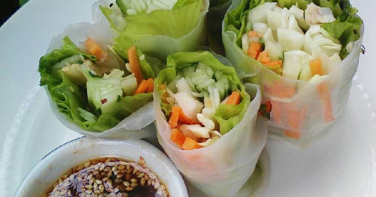 Resep DIET SPRING ROLLS with sesame seed Dipping Sauce 