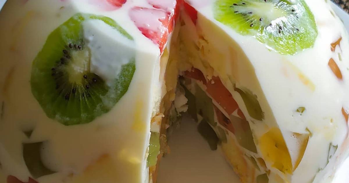 Бисквитный торт с фруктами и желе - 70 фото