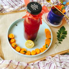A picture of Immunity Booster Drink (Beetroot Amla Mint Garlic juice).
