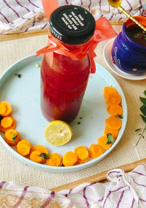 A picture of Immunity Booster Drink (Beetroot Amla Mint Garlic juice).