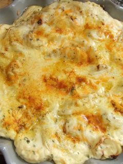 Una foto de Flan de patatas asadas con quesos variados y huevo