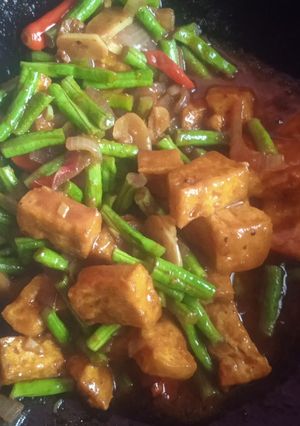 Gambar Tauhu kacang panjang pedas manis