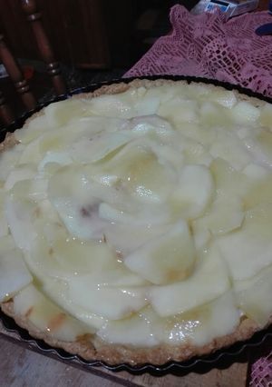 Una foto de Tarta de crema y manzana, sin azúcar....pra voçe!!!
