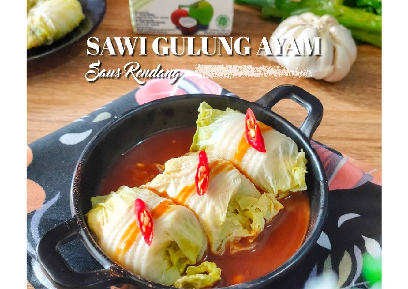 Sawi Gulung Ayam Saus Rendang