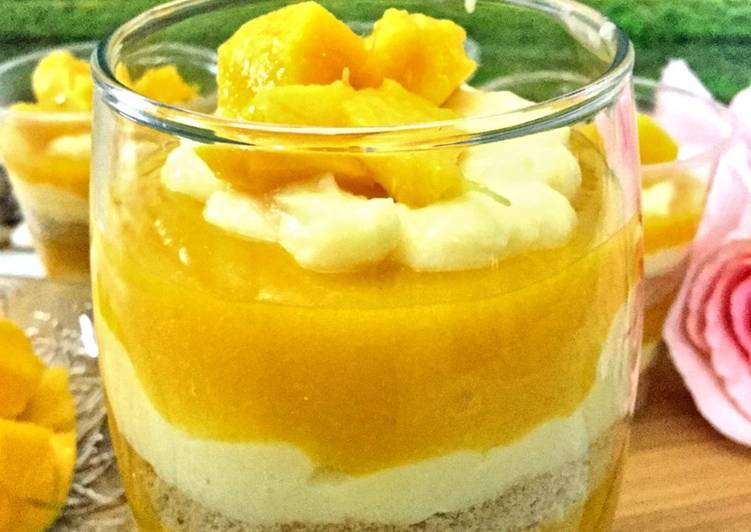 3 layered mango custard pudding