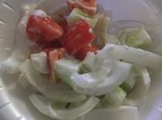 A picture of cherry tomato and cucumber salad