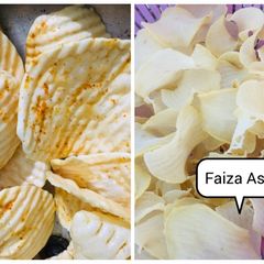A picture of Homemade potato chips with only 2 ingredients  / homemade aloo papad.