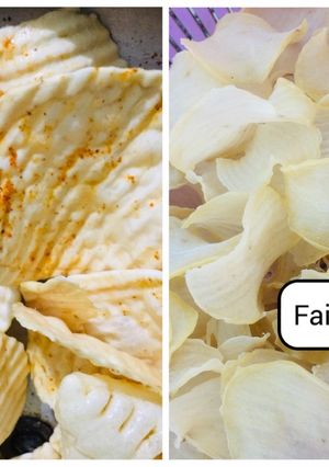 A picture of Homemade potato chips with only 2 ingredients / homemade aloo papad.