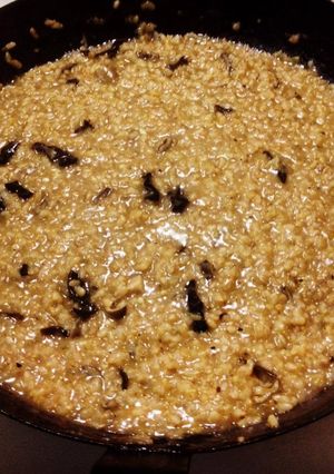 Una foto de Risotto de arroz Yamani y setas!