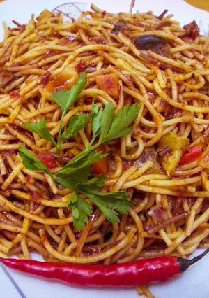 صورة لوصفة سباغيتي التونة بصوص على طريقتي