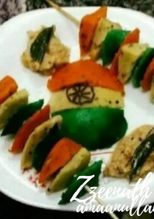 A picture of Tiranga Idli Kababs.