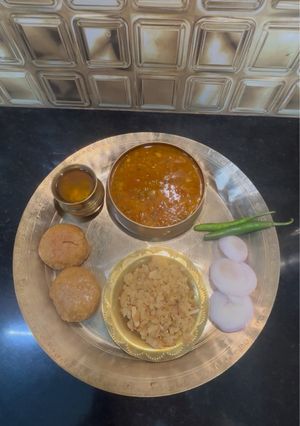 A picture of Dal Bafla Baati Churma.