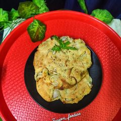 A picture of Afghani onion bread.