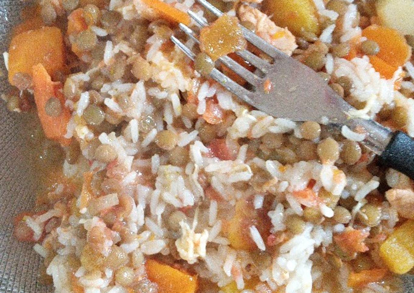 Estofado de lentejas con pechuga