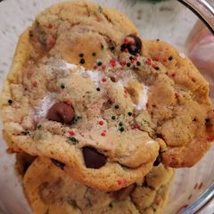 A picture of My Christmas Marshmallow Chocolate Chip Cookies.