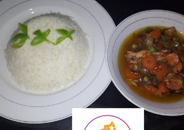 Recipe of Speedy Rice with fish and vegetable soup