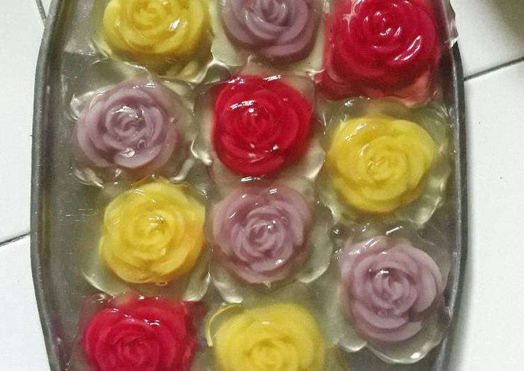 Bumbu Puding mawar kaca | Langkah Membuat Puding mawar kaca Yang Enak Banget