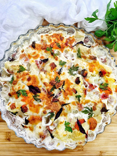 Una foto de Coliflor con bacon gratinado