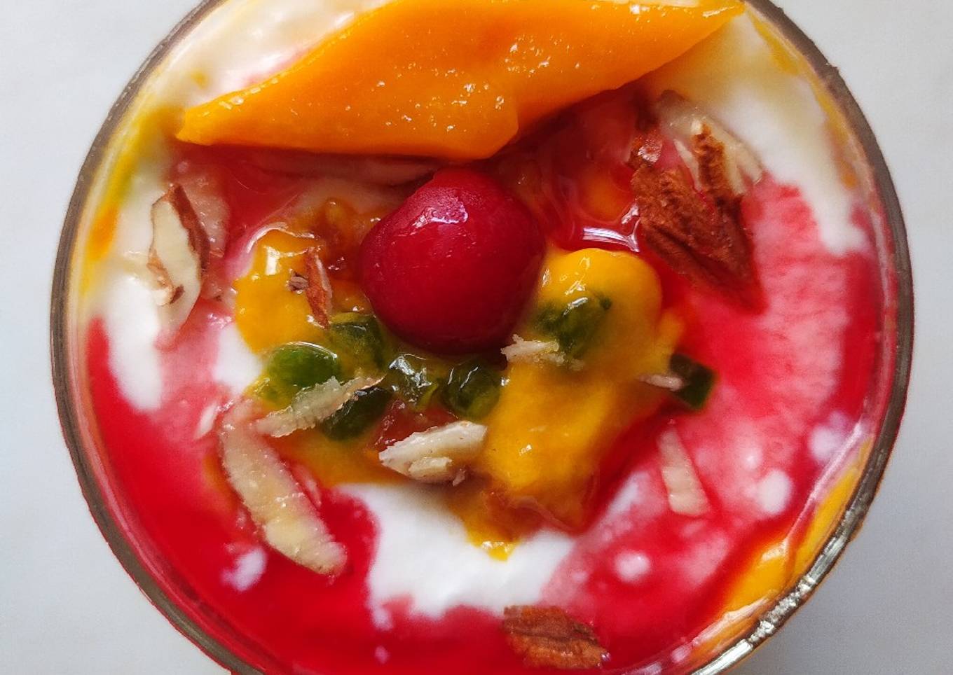 🥭Mango flavoured curd with Roohafza