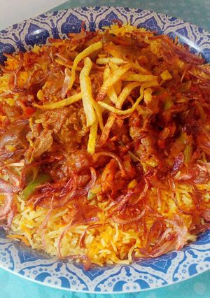 صورة لوصفة كبسة لحم بطريقتي الخاصة