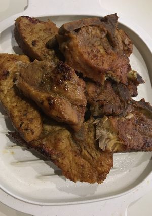 Una foto de Chuletas de Cerdo con sésamo y naranja