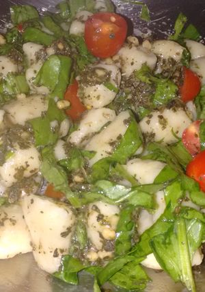 Una foto de Ñoquis integrales al pesto y espinaca