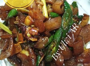 Foto resep Oseng kulit sapi cabe hijau