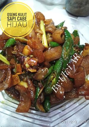 Foto resep Oseng kulit sapi cabe hijau