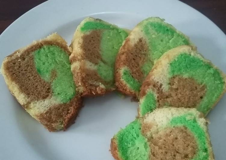 Bolu marmer 3 warna baking pan putih telur