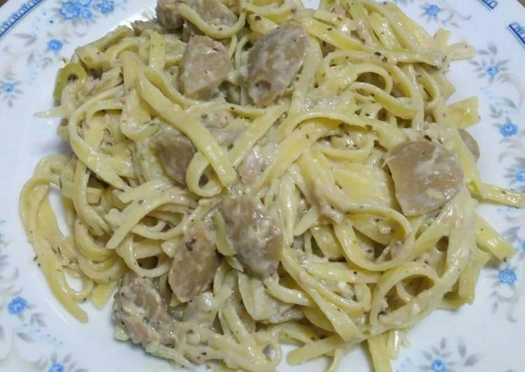 Langkah Mudah untuk Membuat Fetucini Carbonara with Tuna and Meatballs yang Menggugah Selera