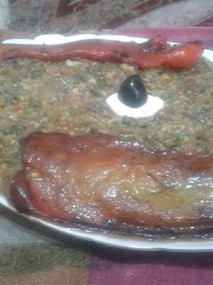 صورة لوصفة شكشوكة بالبصل الأخضر مع فلفل حلو 😋🌷
