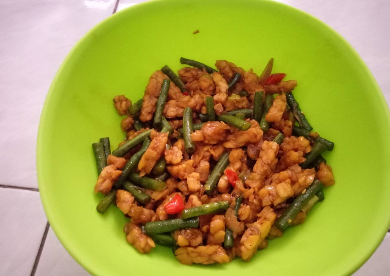 Tumis Tempe dan kacang panjang