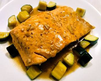 Easy Fast Cooking Salmon and zucchini braised in oyster sauce Most Delicious