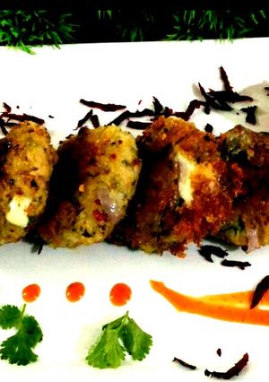A picture of Leftover Rice Cheese kebab.