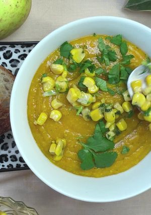 A picture of Pumpkin Corn Soup.