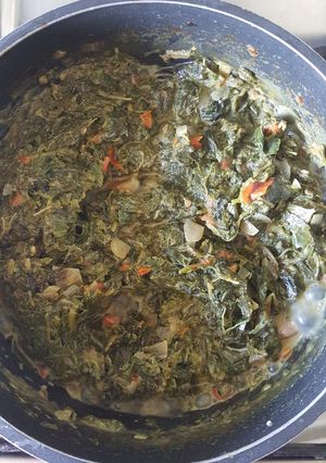 A picture of Managu in coconut milk.