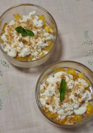 Una foto de Queso Cottage con piña y nuez nivel gourmet
