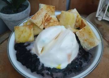 Resep Terbaru Bubur Ketan Hitam dg ice cream n roti Praktis Enak