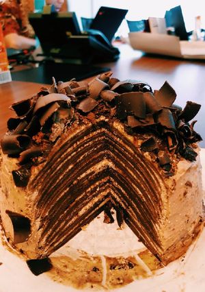 Foto resep Dark Chocolate Mille Crepes with Cream Cheese